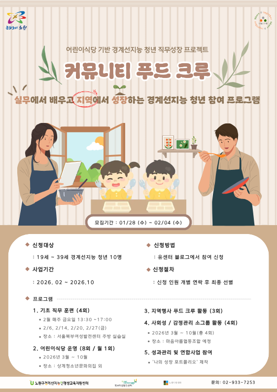 어린이식당 기반 경계선지능 청년 직무성장 프로젝트<커뮤니티 푸드 크루> 이미지